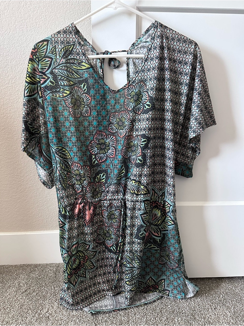 NWT prAna Saida Kaftan Tunic XS Dragonfly Fleur D’Amour Floral Boho